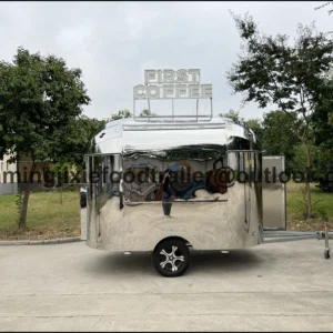 Stainless Steel Mobile Mobile Pizza Coffee Fast Food Truck Remorque Mobile Food Trailers with Full Kitchen Equipment for Sale